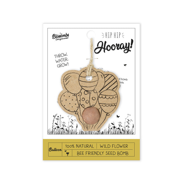 Kvetinová bomba - darčeková dekorácia "Hip Hip Hurá" - balóniky (1 ks)