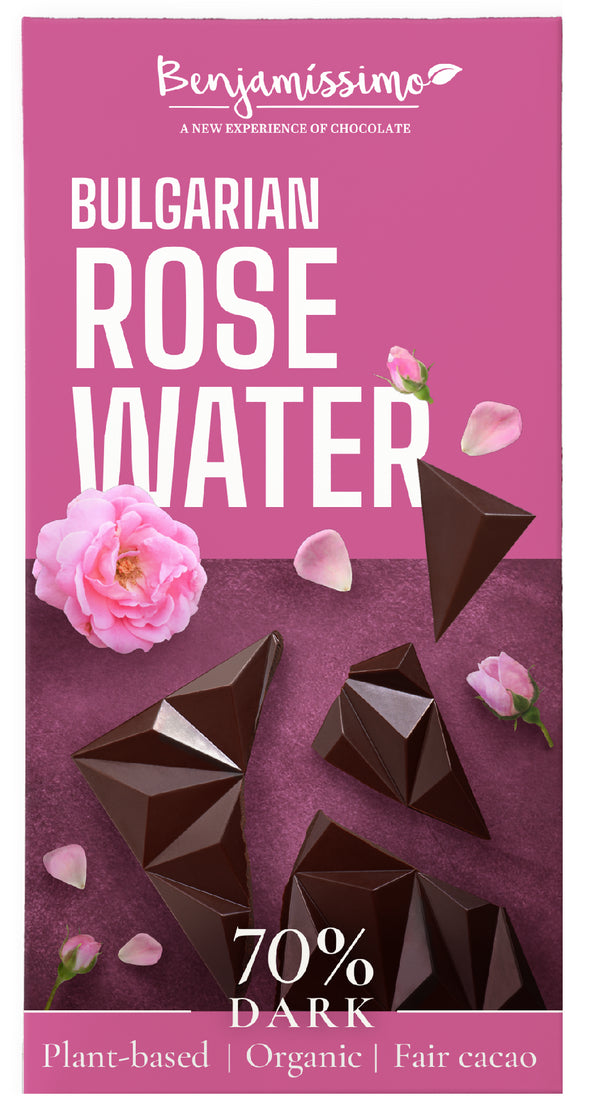 Benjamíssimo Tmavá čokoláda s růžovou vodou BIO (60 g)