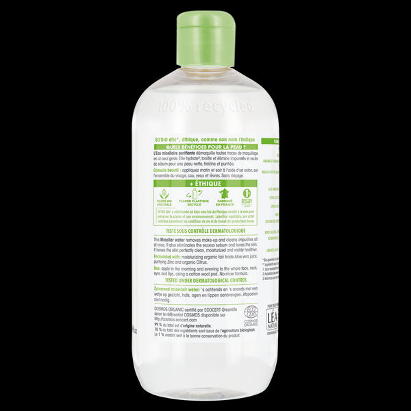 SO’BiO étic Voda micelární Aloe Vera čisticí - zinek a citrusy BIO (500 ml)