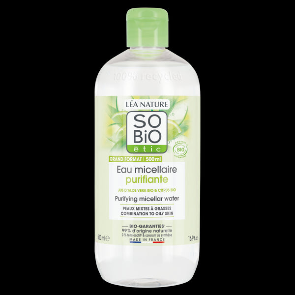 SO’BiO étic Voda micelární Aloe Vera čisticí - zinek a citrusy BIO (500 ml)