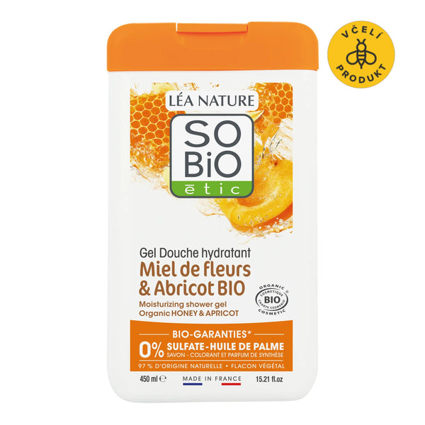 SO’BiO étic Gel sprchový s medem a meruňkou BIO (450 ml)