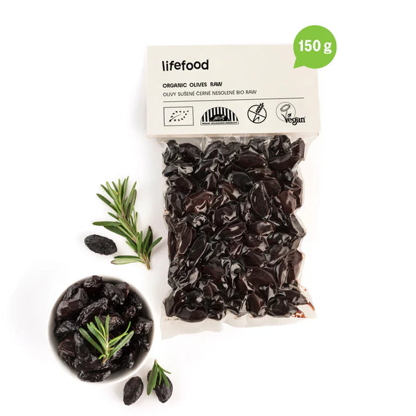 Lifefood Olivy Botija černé sušené s peckami RAW BIO (150 g)