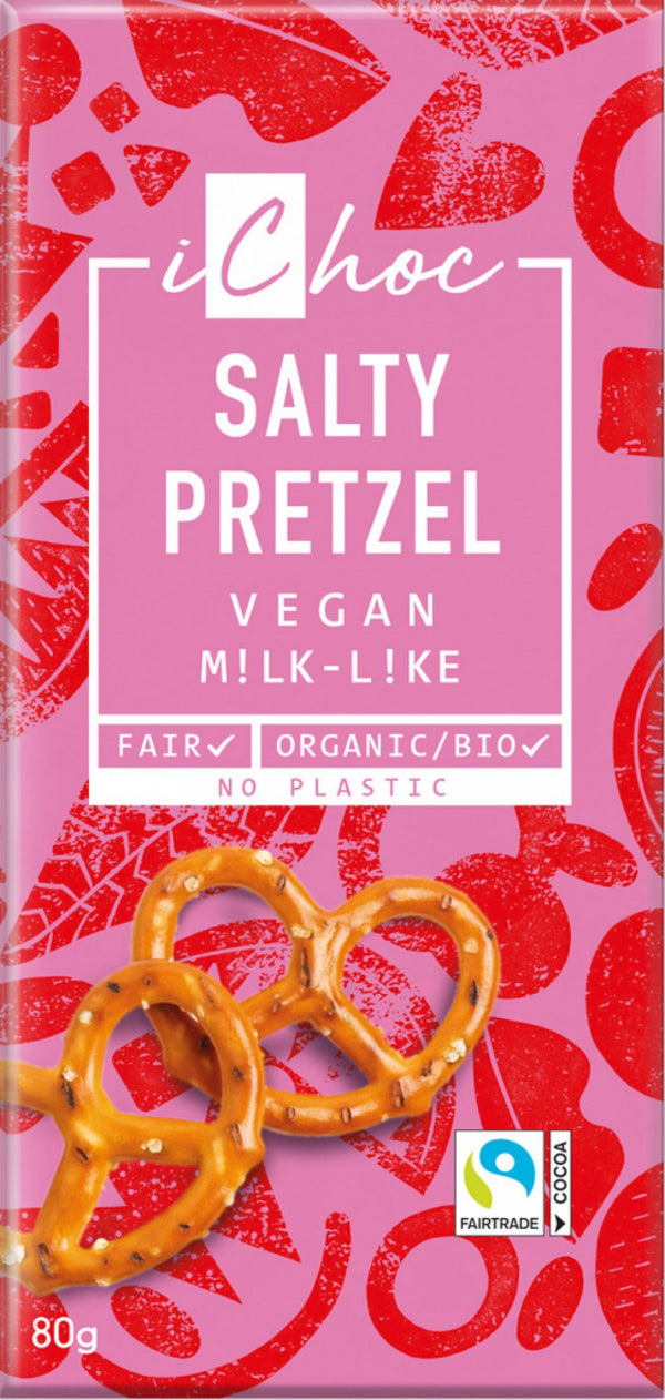 iChoc Čokoláda se slanými preclíky BIO (80 g)