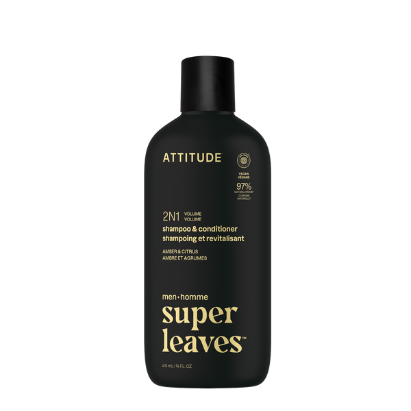 Attitude Pánský šampon a kondicionér pro objem 2v1 Super Leaves - Amber & Citrus (415 ml)