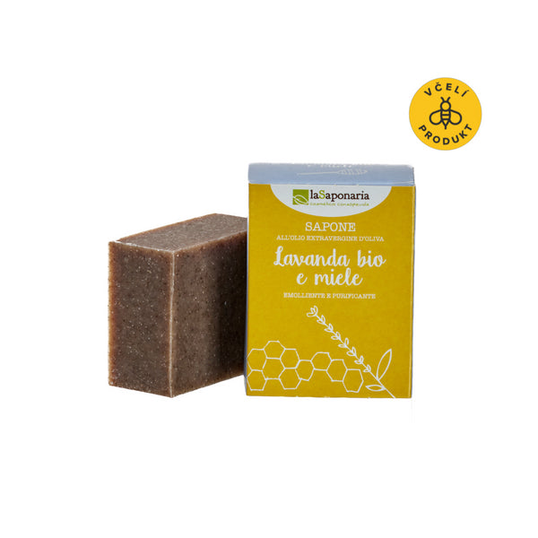 laSaponaria Tuhé olivové mýdlo BIO - Med a levandule (100 g)