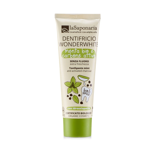 laSaponaria Bieliaca zubná pasta WonderWhite - mäta a aktívne uhlie <tc>BIO</tc> (75 ml)
