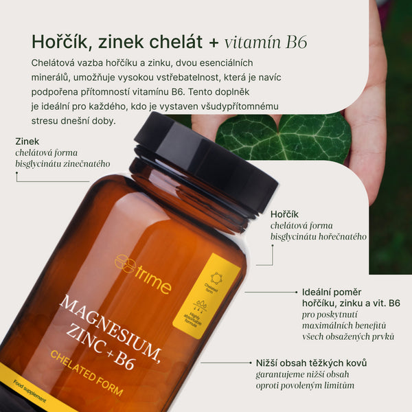Trime Magnézium, chelát zinku + vitamín B6 (120 kapsúl)