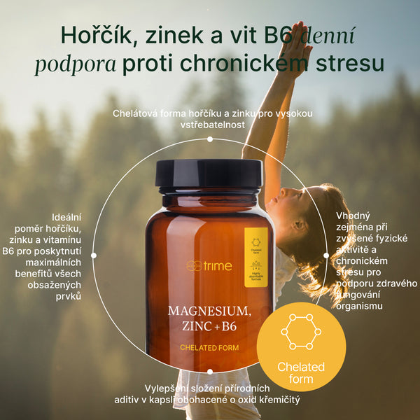 Trime Magnézium, chelát zinku + vitamín B6 (120 kapsúl)