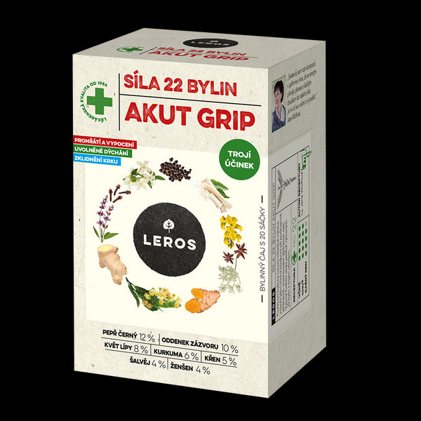 LEROS Bylinný čaj Síla 22 bylin AKUT GRIP - nálev. sáčky (20 x 2,5 g)