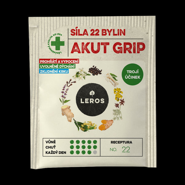 LEROS Bylinný čaj Síla 22 bylin AKUT GRIP - nálev. sáčky (20 x 2,5 g)