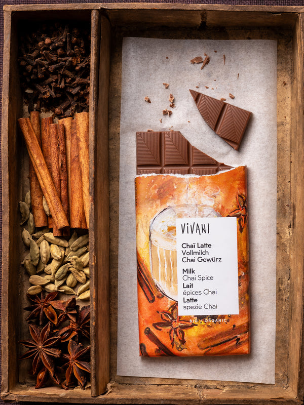 Vivani Čokoláda mléčná s kořením Chai latte BIO (80 g)