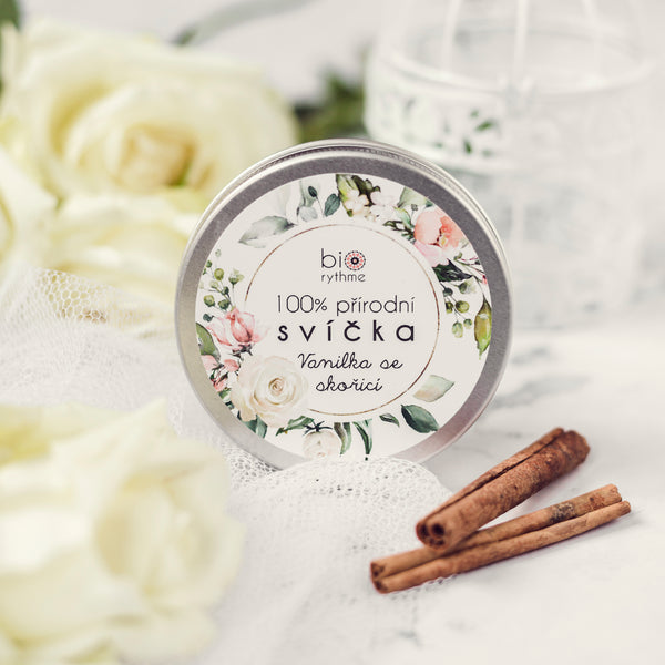 Biorythme Extravagantne prírodná sviečka - Vanilka so škoricou (70 g)
