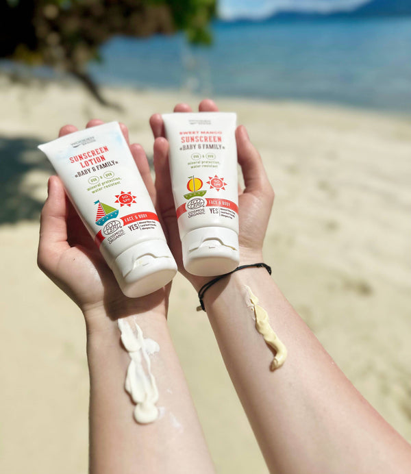 Drevená lyžička Telové mlieko na opaľovanie v tube Baby & Family SPF 50 <tc>BIO</tc>