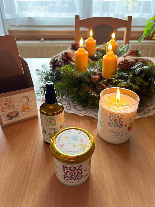 Sada adventných sviečok z včelieho vosku - adventný čas (4 ks)