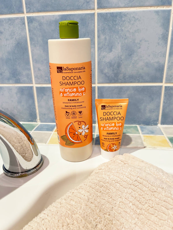 laSaponaria Sprchový gel a šampon 2v1 s BIO pomerančem a vit. C pro celou rodinu