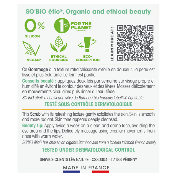 SO’BiO étic Peeling pleťový hluboce čisticí - Pur BAMBOO BIO (50 ml)
