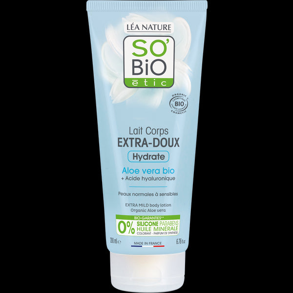 SO’BiO étic Mléko tělové extra hydratační s Aloe vera a hyaluronem BIO (200 ml)