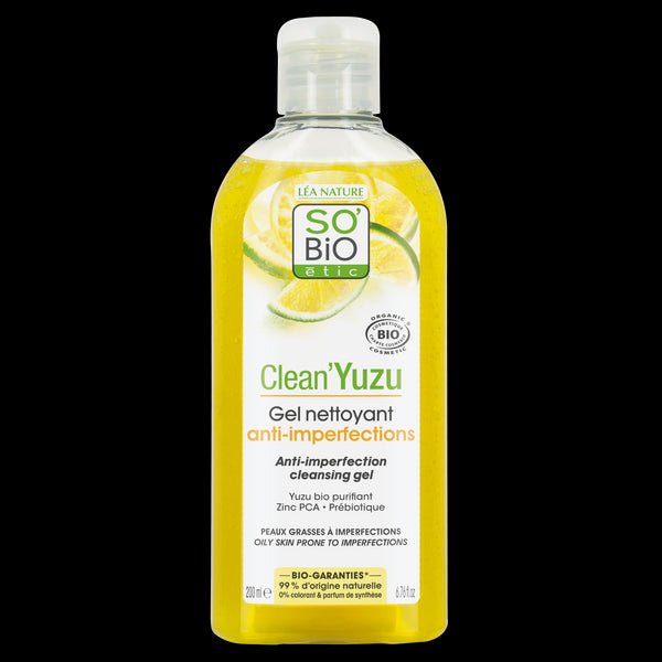SO’BiO étic Gel čisticí proti nedokonalostem pleti - Clean Yuzu BIO (200 ml)