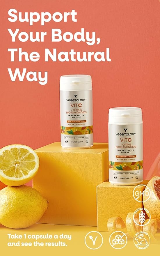 Vegetology Vitamín C 500 mg a bioflavonoidy na podporu imunity (60 kapsúl)