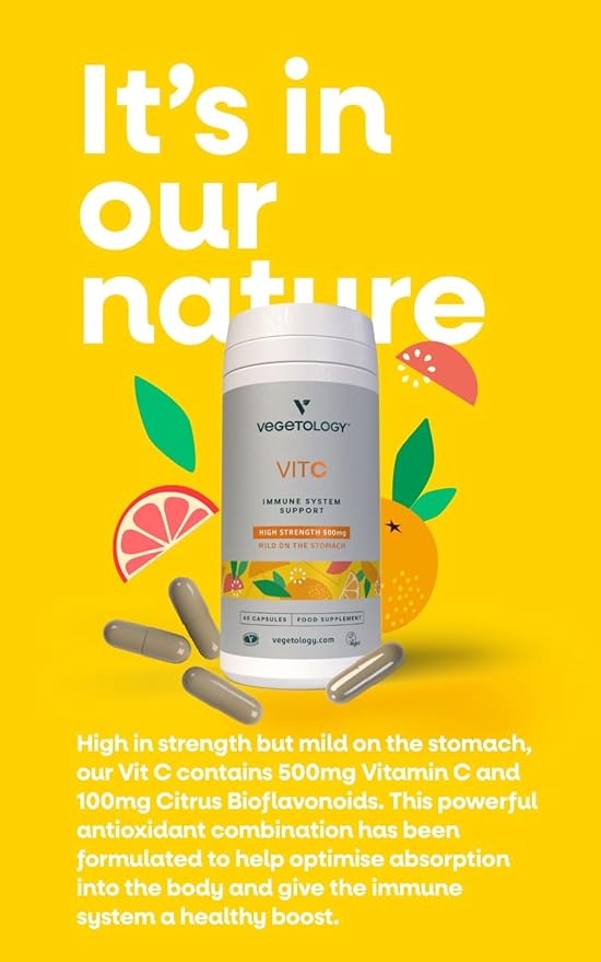 Vegetology Vitamín C 500 mg a bioflavonoidy na podporu imunity (60 kapsúl)