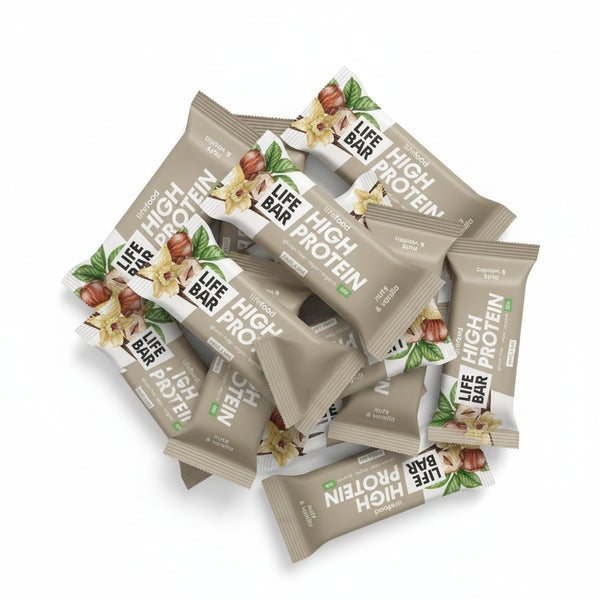Lifefood Zvýhodněná sada 13 + 2 tyčinky zdarma - Lifebar proteinová s ořechy a vanilkou BIO (15 x 40 g)