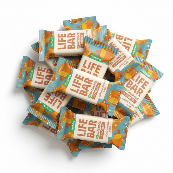 Lifefood Zvýhodněná sada 13 + 2 tyčinky zdarma - Lifebar Oat Snack Protein Salted Caramel Crisp BIO (15 x 40 g)