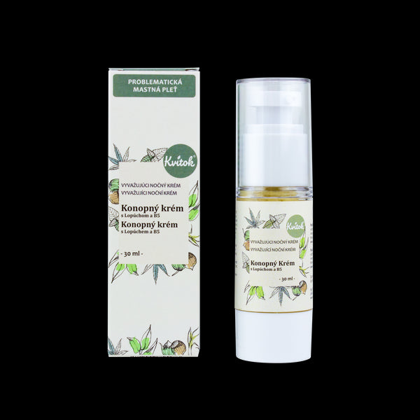 Konopný nočný krém na mastnú pleť Kvitok (30 ml)