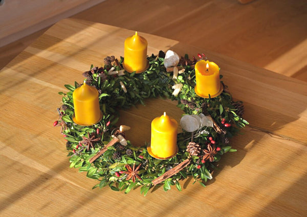 Sada adventných sviečok z včelieho vosku - adventný čas (4 ks)