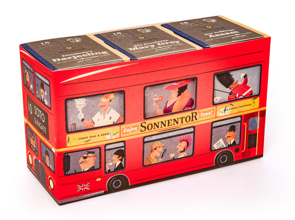 Sonnentor Darčeková krabička na čaj <tc>BIO</tc> - Londýnsky autobus (3 ks)