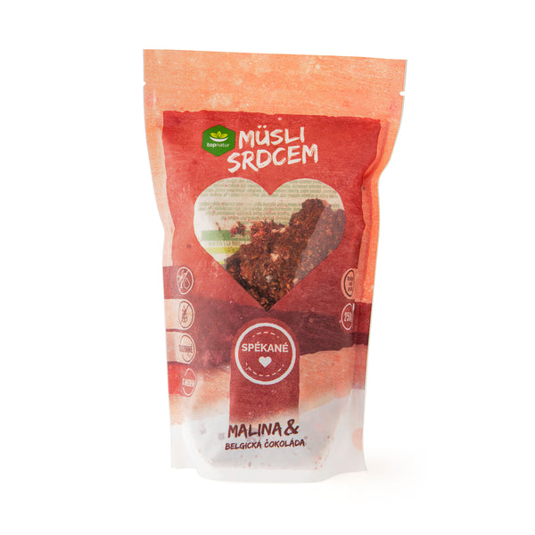 233077 Müsli srdcem malina & belgická čokoláda 250 g TOPNATUR-1