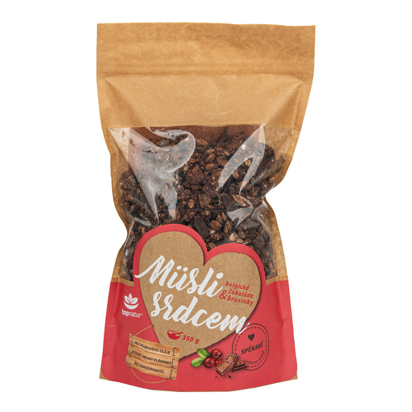 233078 Müsli srdcem brusinka & belgická čokoláda 350 g TOPNATUR-1