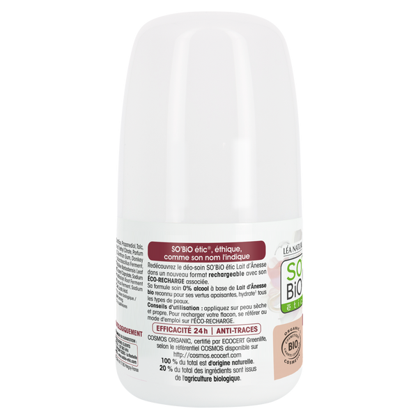 SO’BiO étic Deodorant roll-on 24h hydratační s oslím mlékem - znovuplnitelný BIO (50 ml)