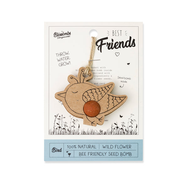 Kvetinová bomba - darčeková dekorácia Najlepší priatelia - Vták (1 ks)