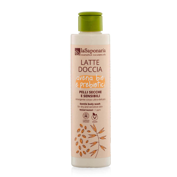 laSaponaria Sprchové mléko s BIO ovsem a prebiotiky pro citlivou pleť (200 ml)