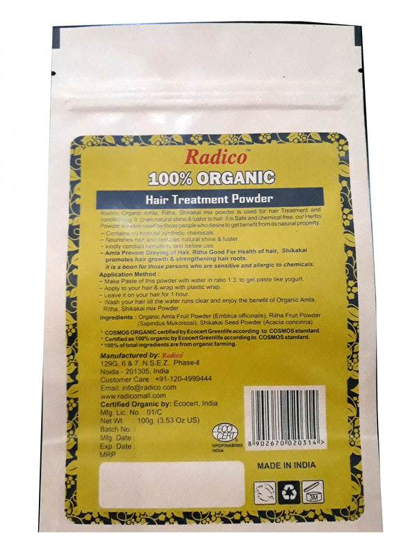 Radico Práškový šampón s kondicionérom (100 g) - Amla+Ritha+Shikakai - II. kvalita