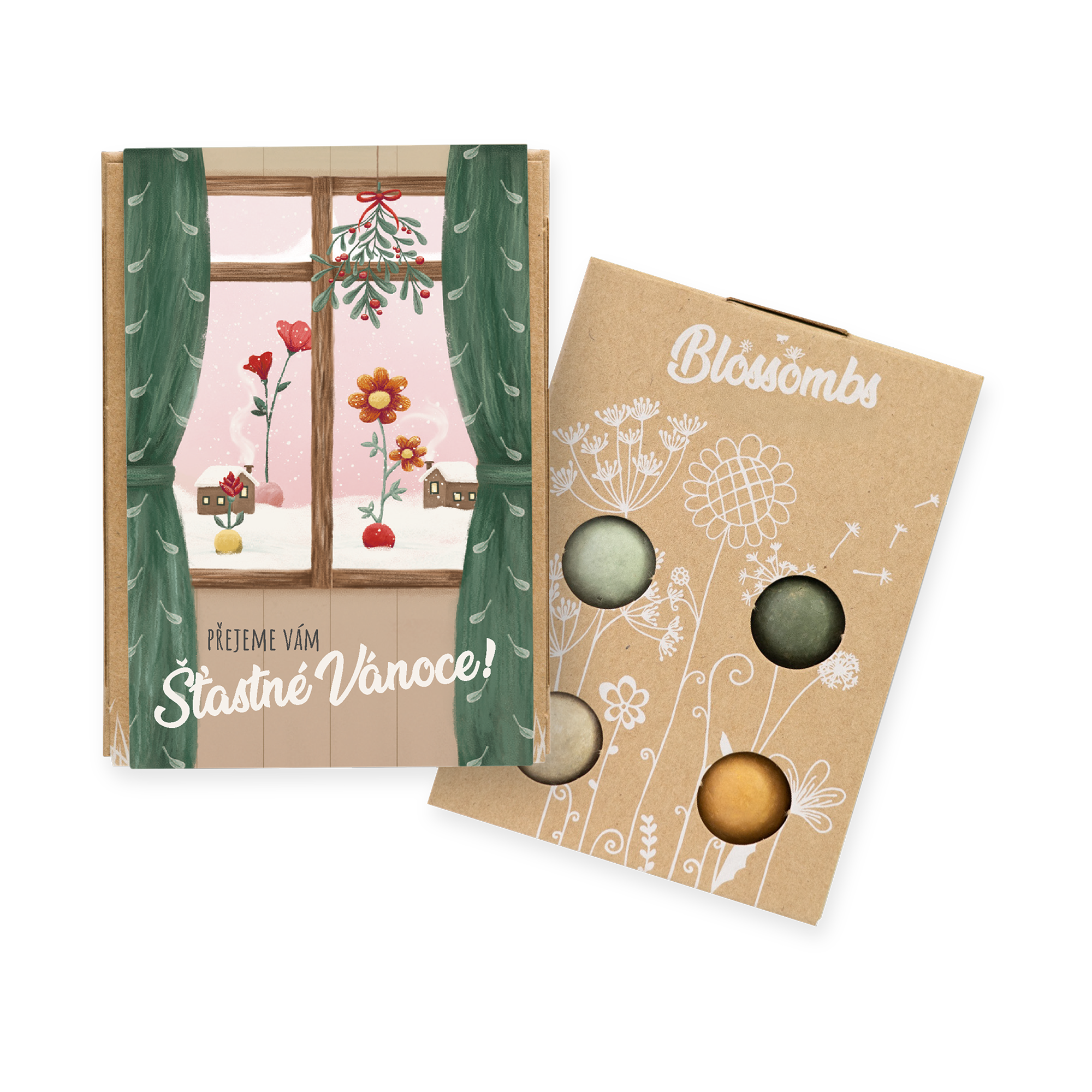 Blossombs Semínkové bomby - Dárková sada mini - Šťastné Vánoce (4 ks)