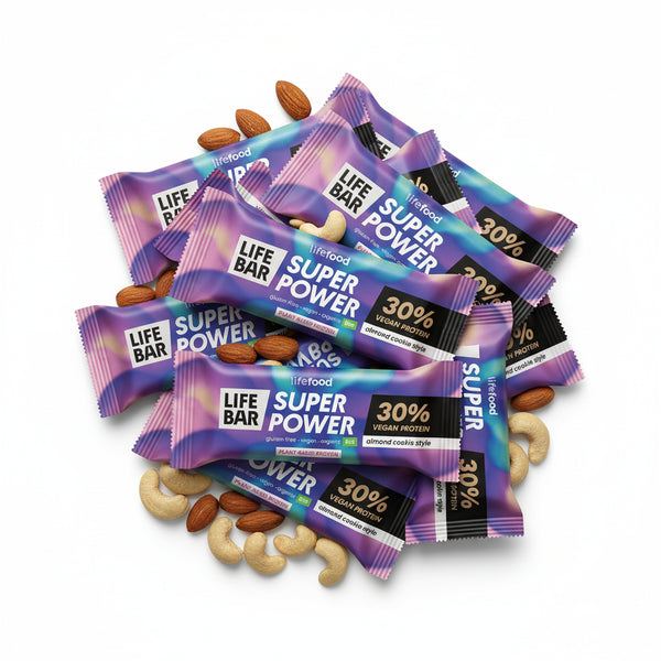 Lifefood Zvýhodněná sada 13 + 2 tyčinky zdarma - Lifebar mandlová Super Power BIO (15 x 40 g)