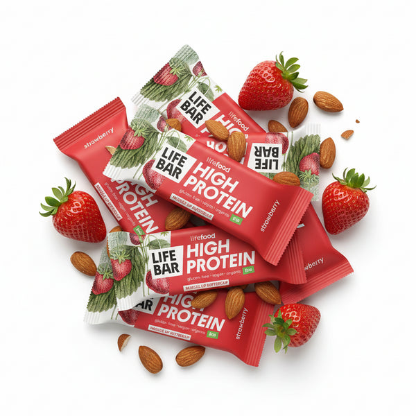 Lifefood Zvýhodněná sada 13 + 2 tyčinky zdarma - Lifebar proteinová s jahodami BIO (15 x 40 g)