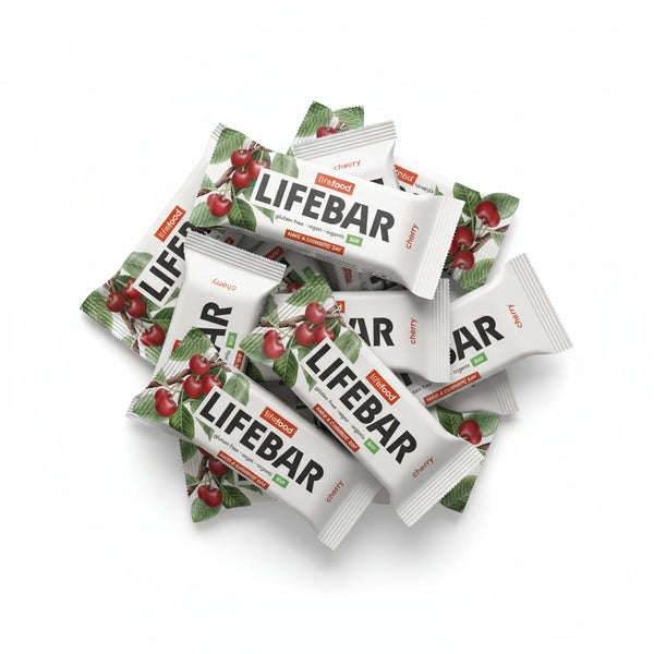 Lifefood Zvýhodněná sada 13 + 2 tyčinky zdarma - Lifebar višňovo-třešňová RAW BIO (15 x 40 g)