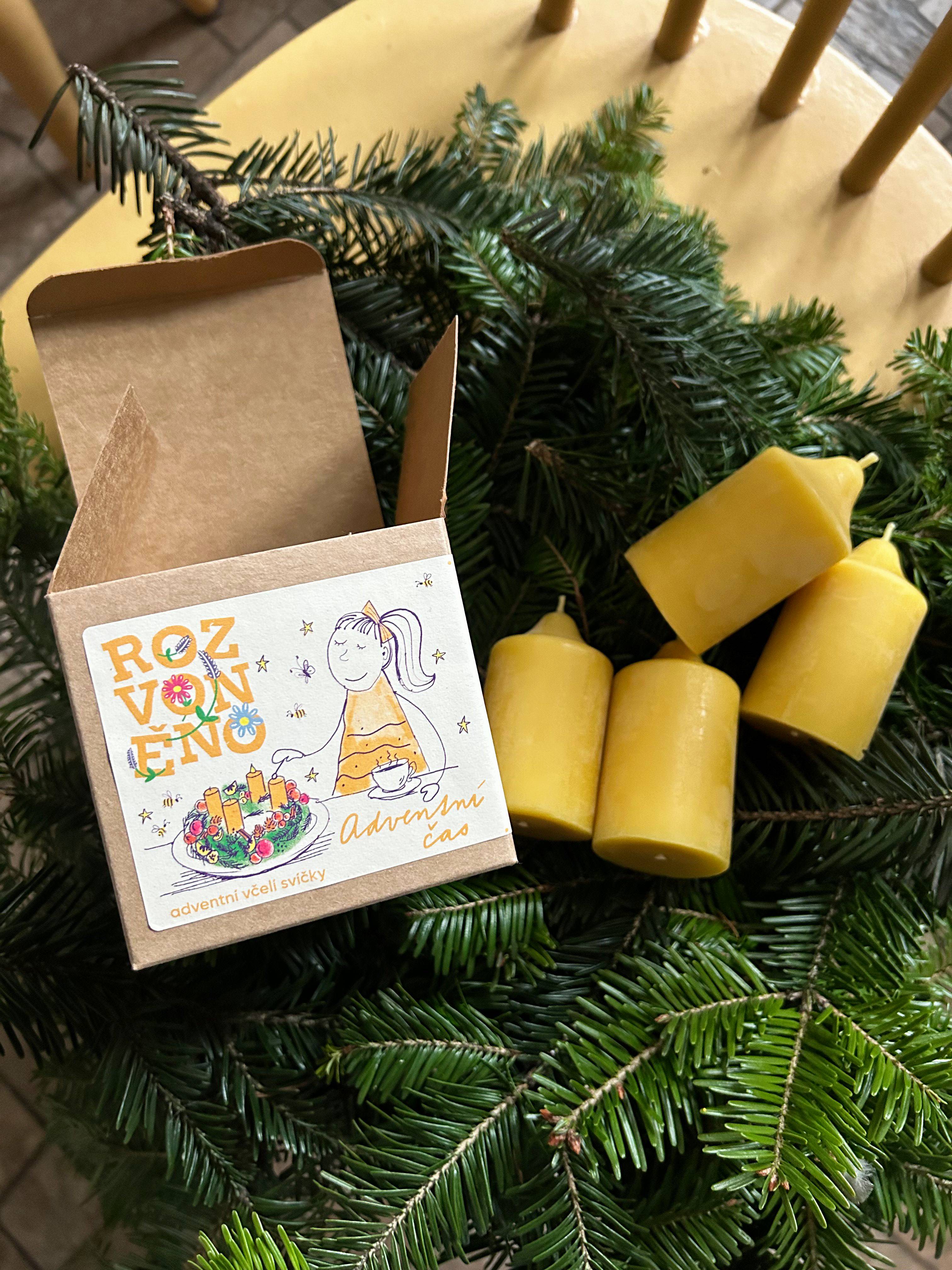 Sada adventných sviečok z včelieho vosku - adventný čas (4 ks)