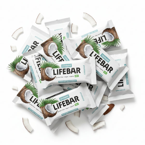 Lifefood Zvýhodněná sada 13 + 2 tyčinky mini zdarma - Lifebar kokosová RAW BIO (15 x 25 g)