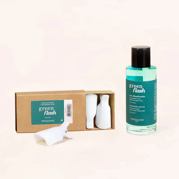 Manucurist Set DUO Green Flash LED odstraňovač gél laku + klipy (100 ml)