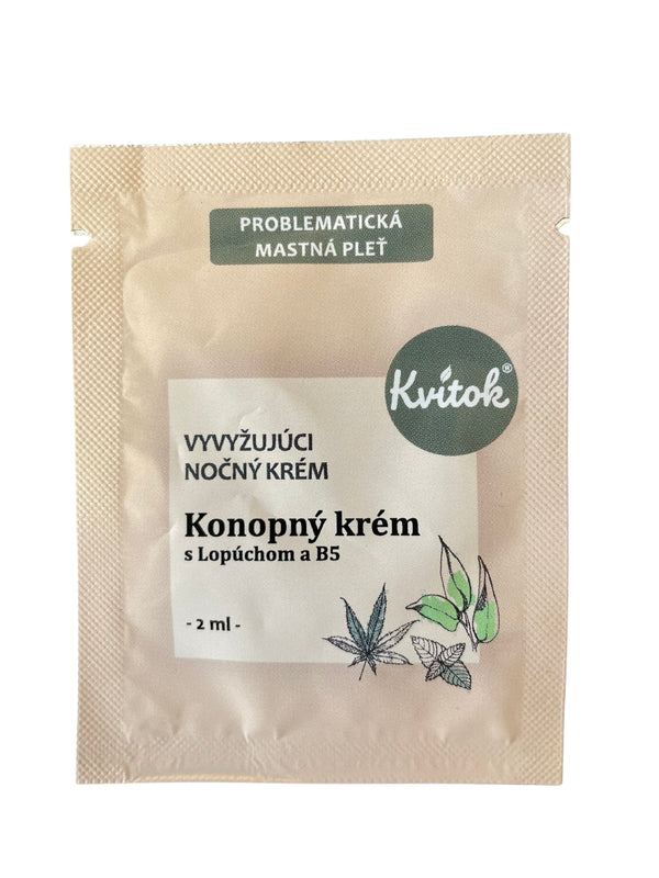 Konopný nočný krém na mastnú pleť Kvitok (30 ml)