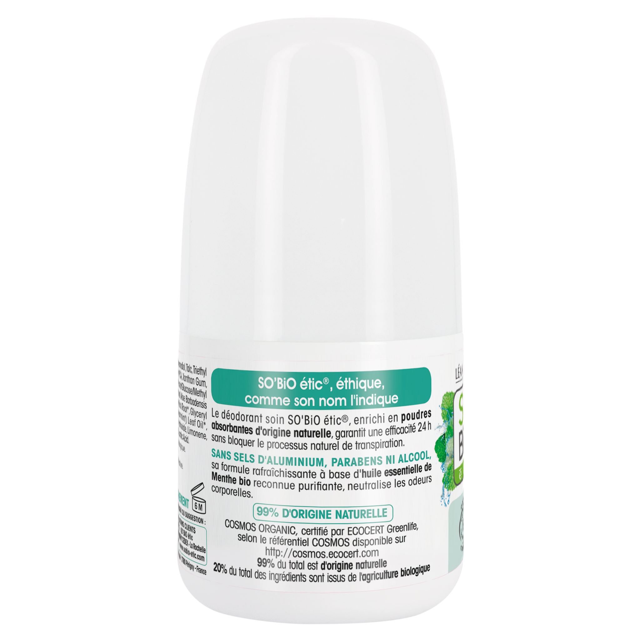 SO’BiO étic Deodorant roll-on 24h osvěžující s mátou BIO (50 ml)