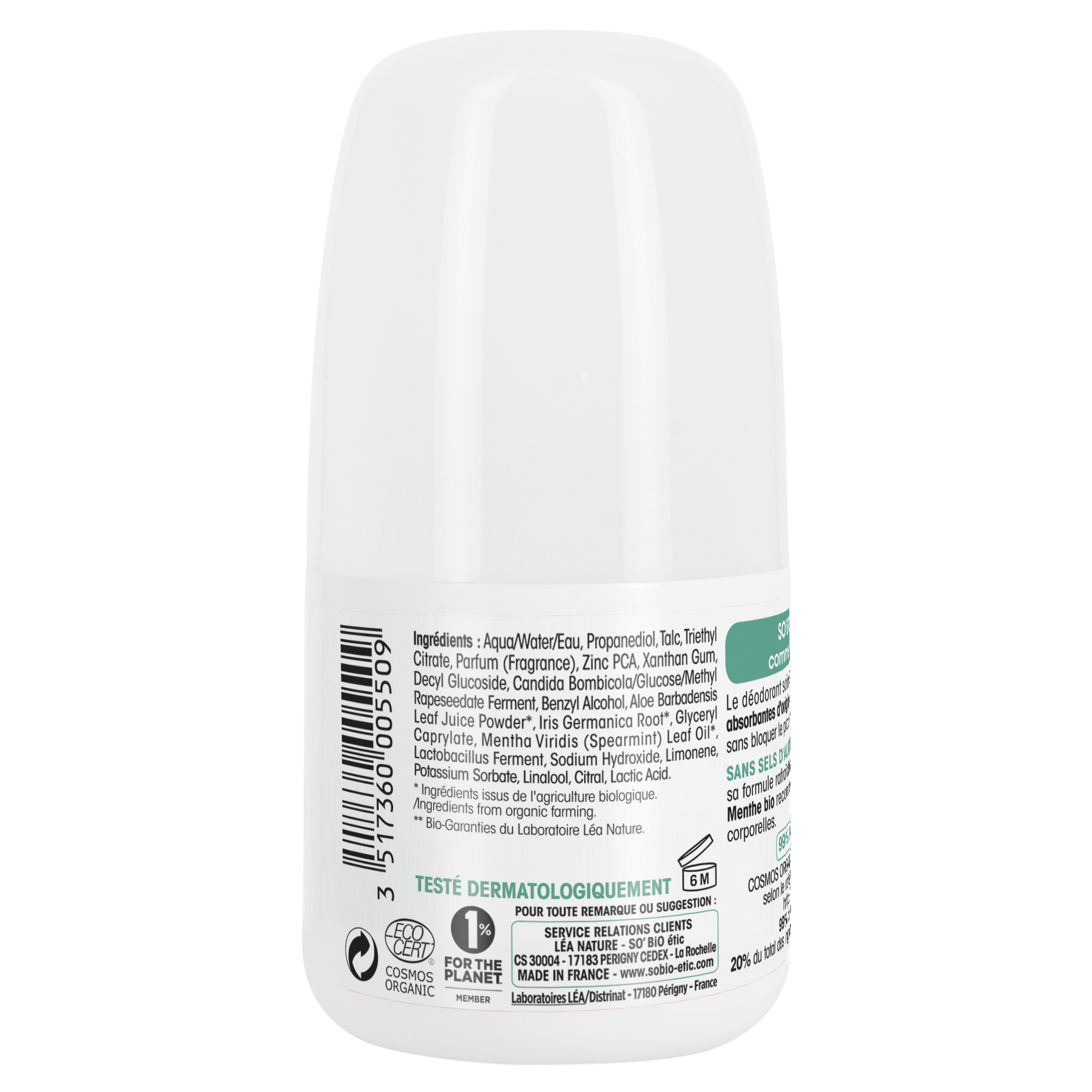 SO’BiO étic Deodorant roll-on 24h osvěžující s mátou BIO (50 ml)