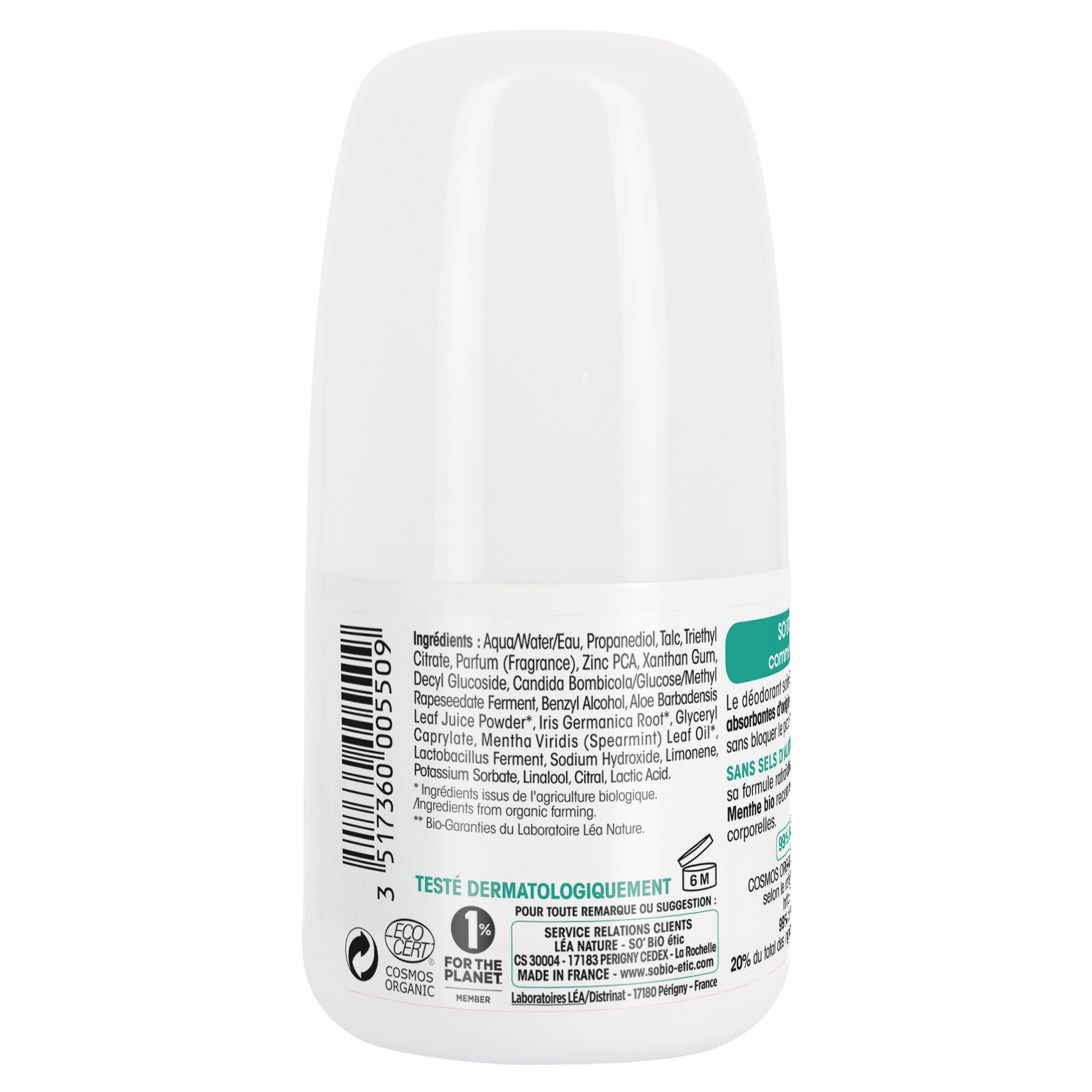 SO’BiO étic Deodorant roll-on 24h osvěžující s mátou BIO (50 ml)