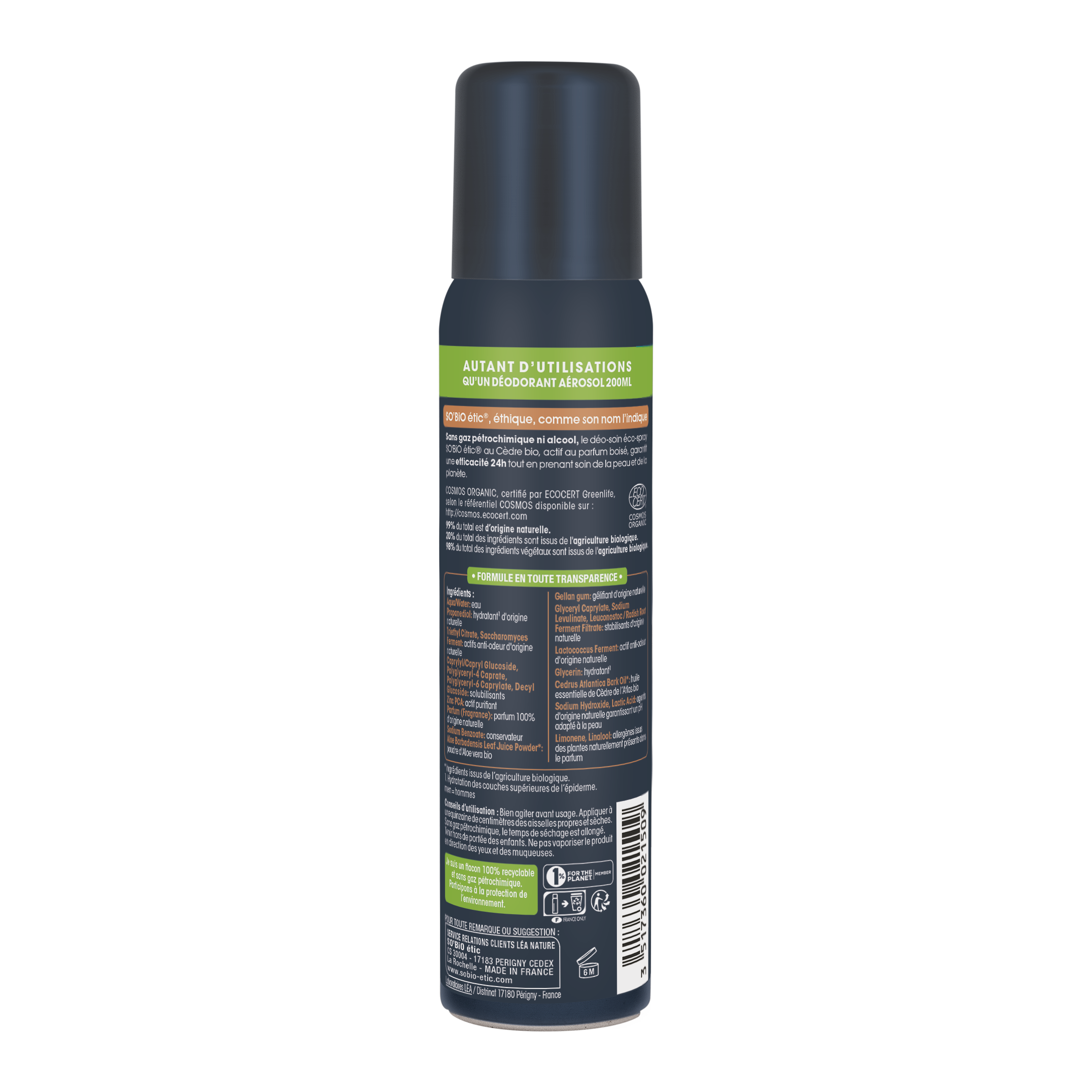 SO’BiO étic Deodorant přírodní ECO SPRAY 24h MEN - cedr BIO (100 ml)
