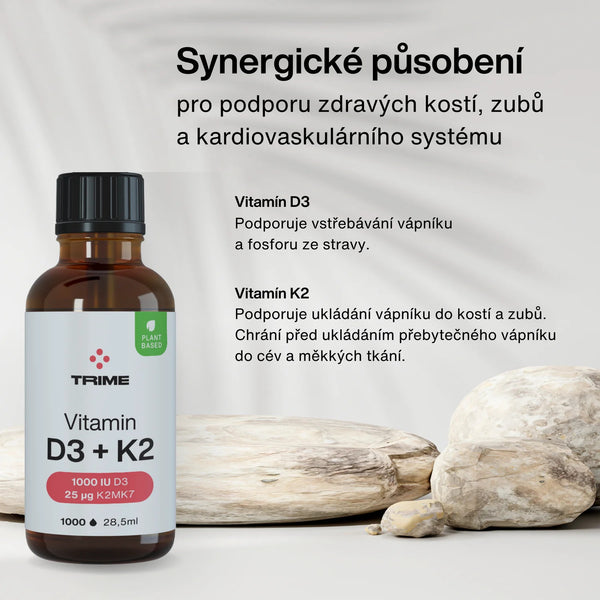 Trime Vitamín D3 + K2, 1000 IU + 25 µg - kvapky (28,5 ml)