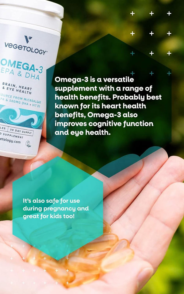 Vegetology Omega-3 (Opti3) - EPA a DHA s vitamínom D3 (60 kapsúl)