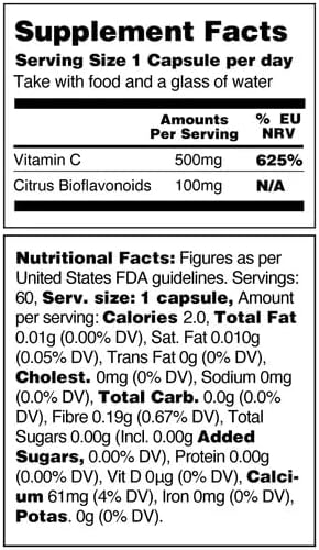 Vegetology Vitamín C 500 mg a bioflavonoidy na podporu imunity (60 kapsúl)